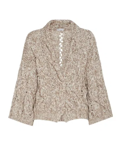 Brunello Cucinelli Chunky Knit Cardigan In Brown