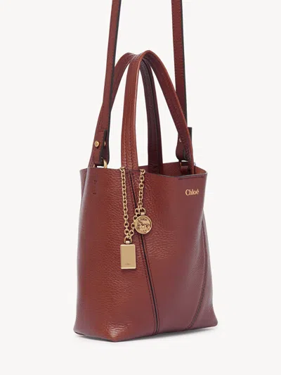 Chloé Spin Tote In Bordeaux Leather