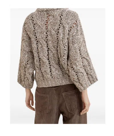 Brunello Cucinelli Chunky Knit Cardigan In Brown