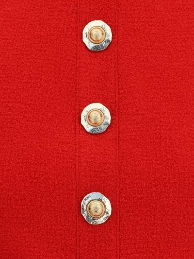 Balmain Wool Crop Top In Red