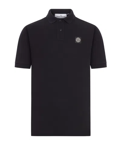 Stone Island Mens Black Brand-patch Regular-fit Stretch-cotton Polo Shirt Xl