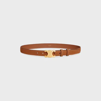Celine Medium 25mm Triomphe Belt In Nubuck Calfskin In Brown