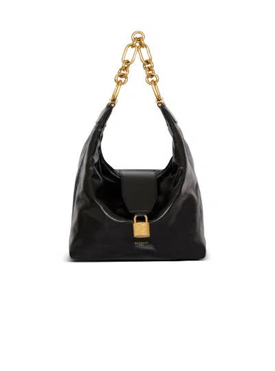 Balmain 'chain Strap Padlock Detail' Shoulder Bag In Black