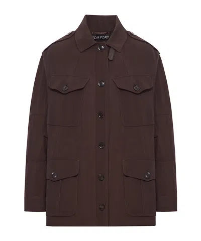 Tom Ford Button-fastening Flap-pocket Jacket In Brown