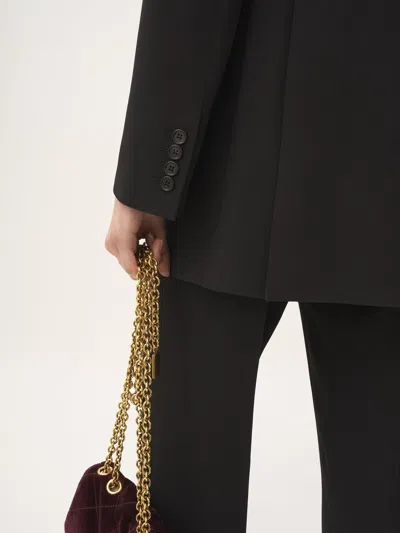 Chloé Double-breasted Wool Tailored Jacket With Patch Pockets In Black