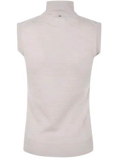 Sportmax Turtle Neck Sleeves Less Woven 'vertigo' Top In White