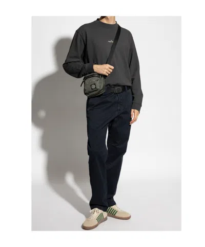 Stone Island Cotton Fleece Oversized Fit Sweatshirt With Industrial Four Print In Gray