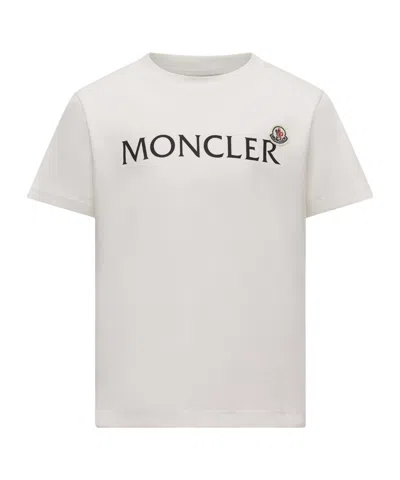 Moncler Mens White Flocked-logo Badge Short-sleeve Cotton-jersey T-shirt