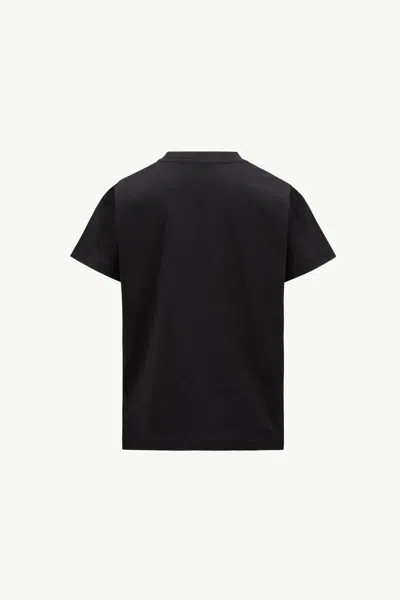 Moncler Cotton Jersey T-shirt With Logo Print Kids In Black