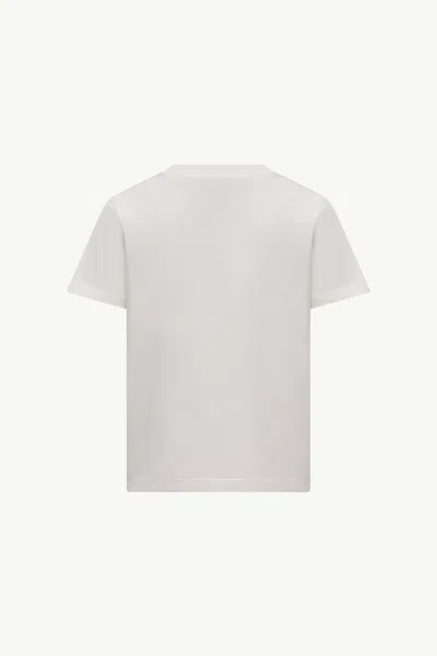 Moncler Mens White Flocked-logo Badge Short-sleeve Cotton-jersey T-shirt