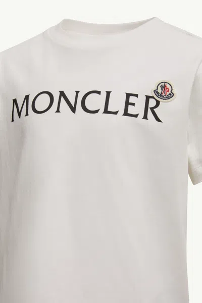 Moncler Mens White Flocked-logo Badge Short-sleeve Cotton-jersey T-shirt