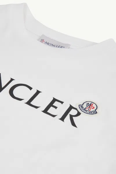 Moncler Mens White Flocked-logo Badge Short-sleeve Cotton-jersey T-shirt