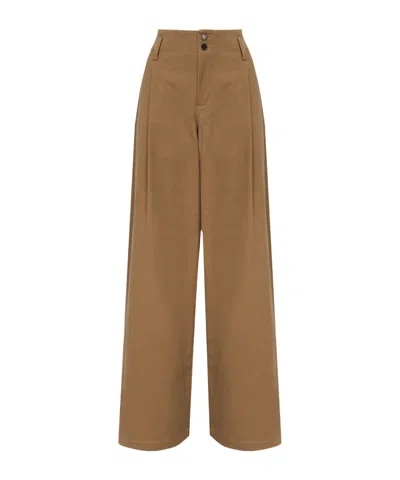 Chloé Cotton Canvas Wide Pants In Brown