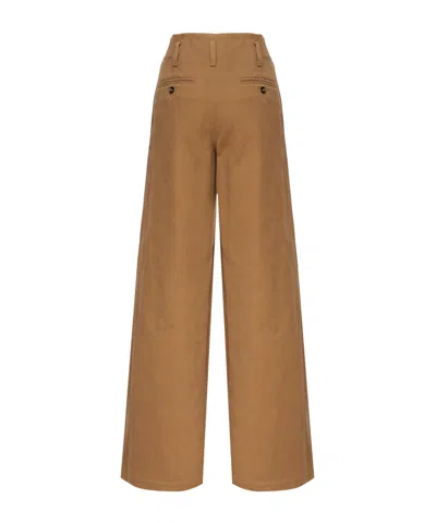 Chloé Cotton Canvas Wide Pants In Brown