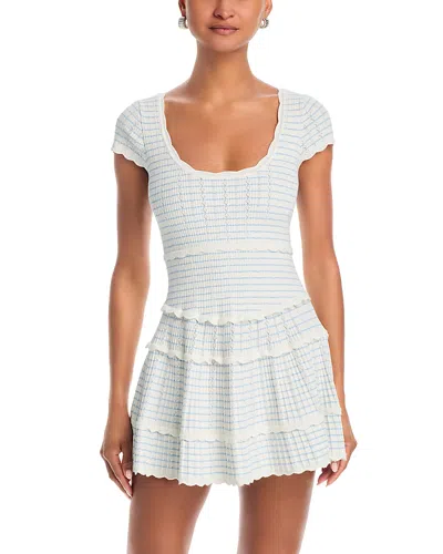 Loveshackfancy Elisavette Striped Stretch Pointelle Mini Dress