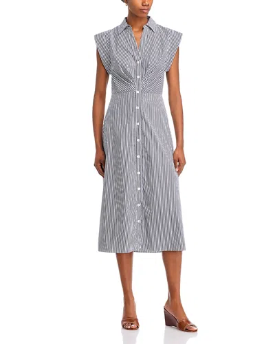 Veronica Beard Haydon Stripe Cotton Blend Shirtdress In Gray