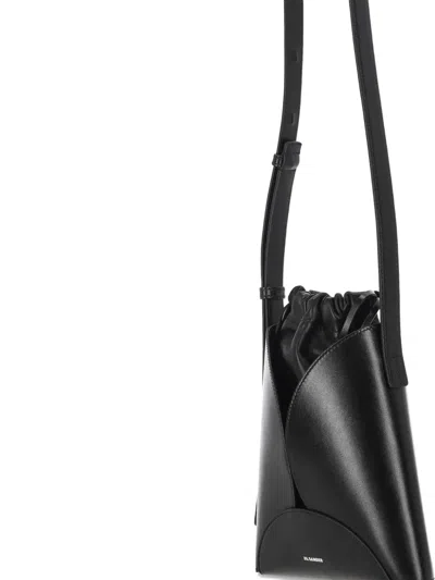 Jil Sander Drawstring Shoulder Bag In Black