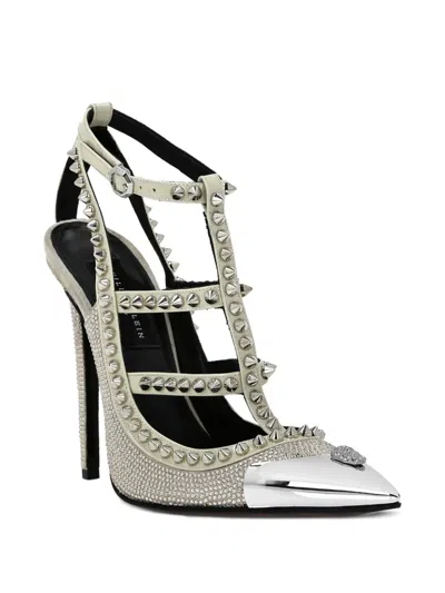Philipp Plein 120mm Spike-embellished Heeled Sandals In Silver
