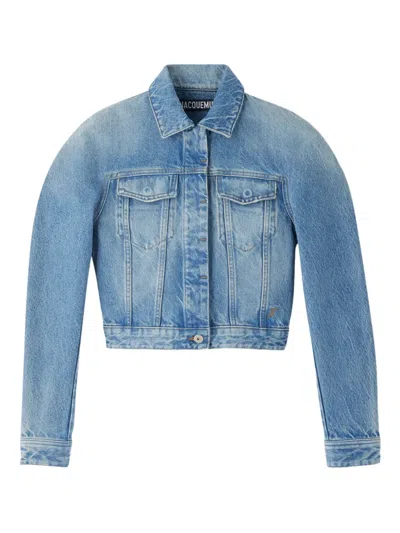 Jacquemus Denim Cropped Jacket In Blue
