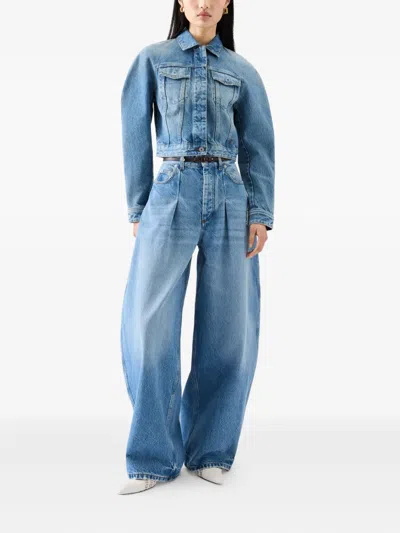 Jacquemus Denim Cropped Jacket In Blue