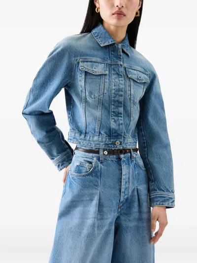 Jacquemus Denim Cropped Jacket In Blue