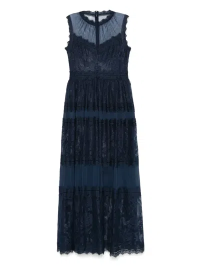 Ermanno Firenze Lace Maxi Dress In Blue