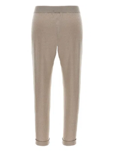 Brunello Cucinelli Shimmering Joggers With Elastic Waistband And Cuffed Hem In Gray