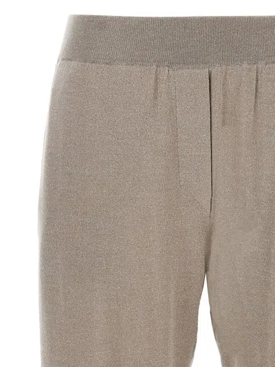 Brunello Cucinelli Shimmering Joggers With Elastic Waistband And Cuffed Hem In Gray