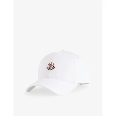 Moncler Logo Cotton Gabardine Baseball Cap In White