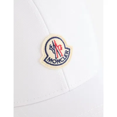 Moncler Logo Cotton Gabardine Baseball Cap In White