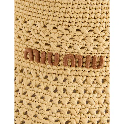 Miu Miu Crochet Wide Brim Raffia Bucket Hat