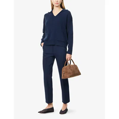 Weekend Max Mara Rana Trousers In Double Viscose Canvas In Blue