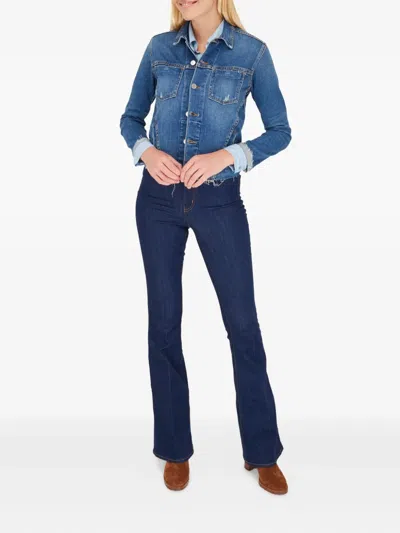 L'agence Janelle Slim-fit Distressed Denim Jacket In Blue