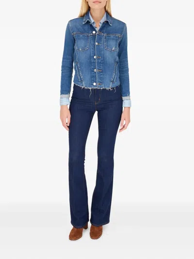 L'agence Janelle Slim-fit Distressed Denim Jacket In Blue