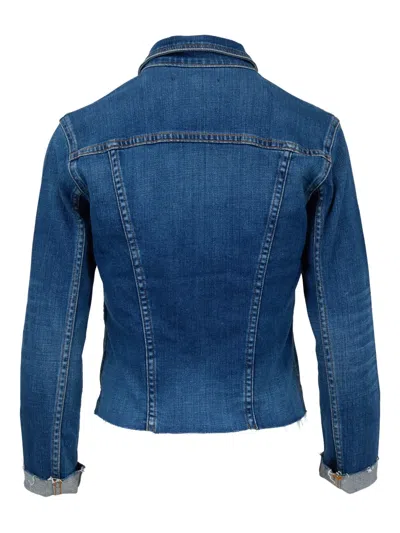 L'agence Janelle Slim-fit Distressed Denim Jacket In Blue