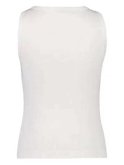 Casablanca Cotton Ribbed Logoed Patch Sleeveless Top In White