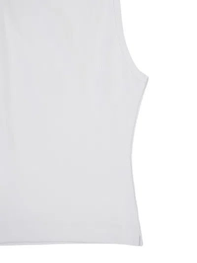 Casablanca Cotton Ribbed Logoed Patch Sleeveless Top In White