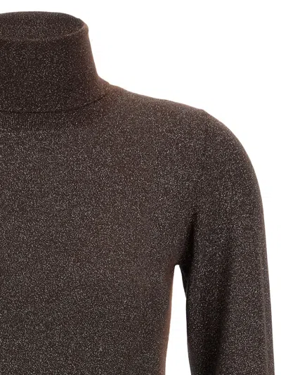 Brunello Cucinelli Sparkling Cashmere And Silk Lightweight Turtleneck Sweater In Brown