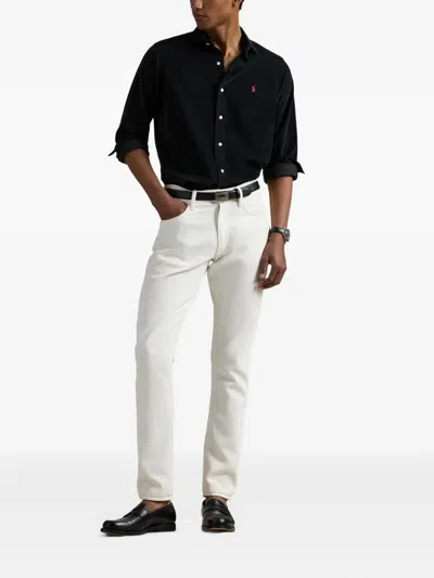 Polo Ralph Lauren Black Shirt Custom-fit In Black