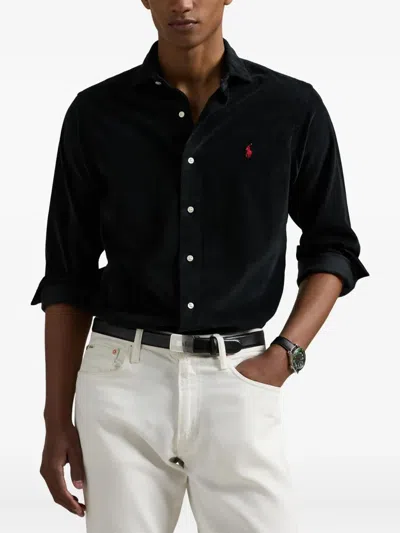 Polo Ralph Lauren Black Shirt Custom-fit In Black
