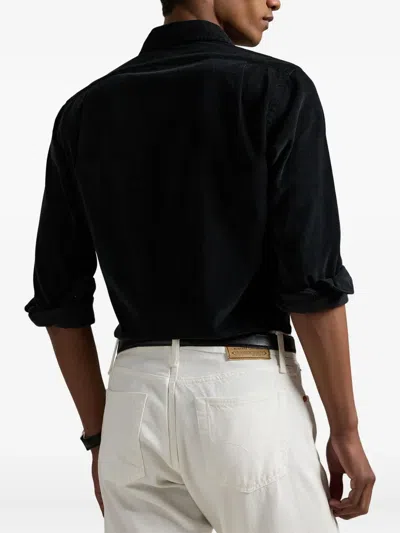 Polo Ralph Lauren Black Shirt Custom-fit In Black