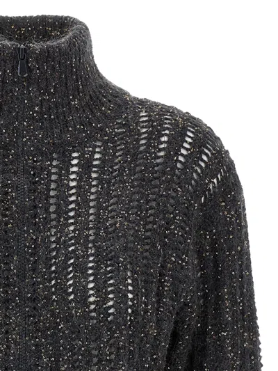 Brunello Cucinelli 'rustic Dazzling Net' Cardigan In Gray