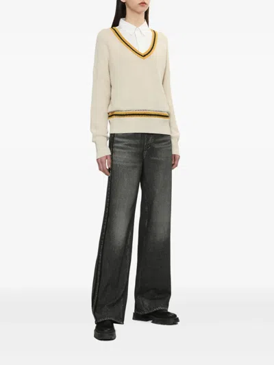 Rag & Bone Miramar Fleece Pull On Wide Leg Sweatpant Jeans In Washed Black In Black