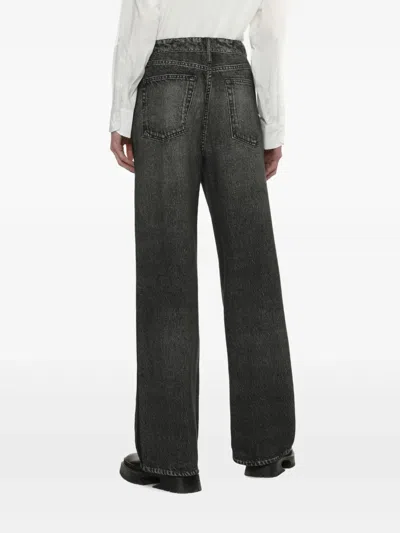 Rag & Bone Miramar Fleece Pull On Wide Leg Sweatpant Jeans In Washed Black In Black