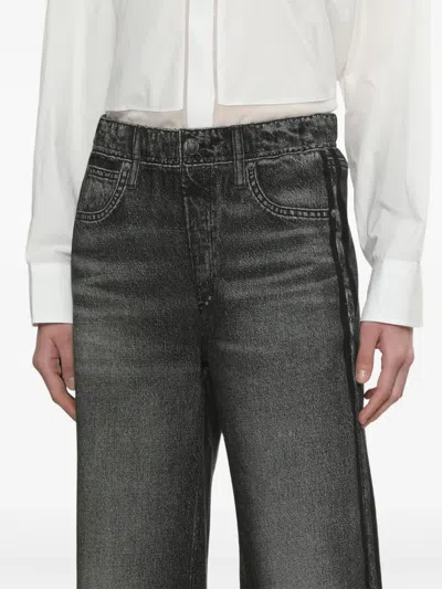 Rag & Bone Miramar Fleece Pull On Wide Leg Sweatpant Jeans In Washed Black In Black