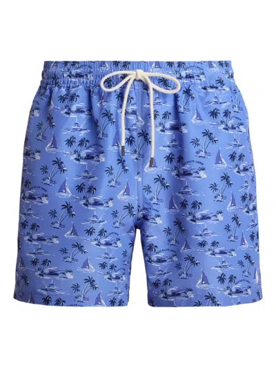 Polo Ralph Lauren Traveler Graphic-print Swim Shorts In Blue