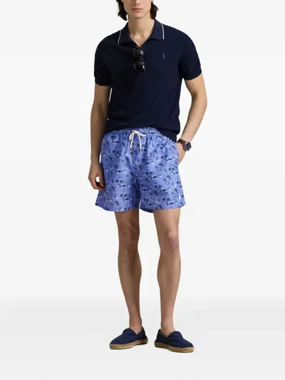 Polo Ralph Lauren Traveler Graphic-print Swim Shorts In Blue