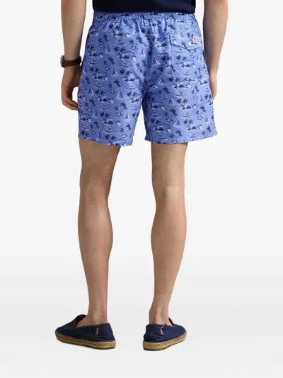 Polo Ralph Lauren Traveler Graphic-print Swim Shorts In Blue