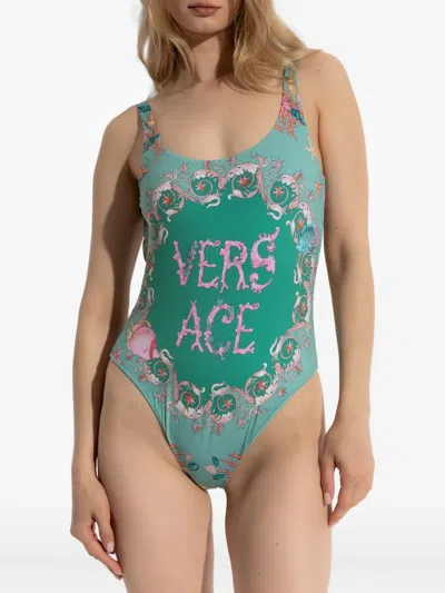 Versace Underwater Barocco Open-back One-piece Swimsuit In Multi