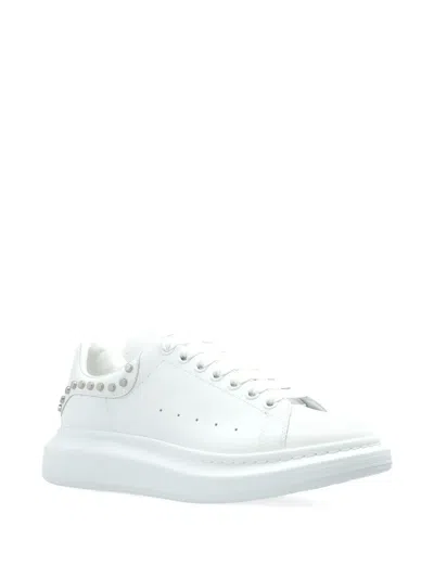 Alexander Mcqueen White Leather Sneakers With White Leather Heel In White